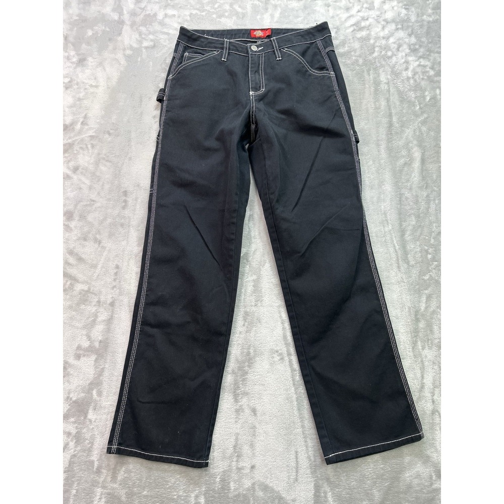 Dickies Girl Relaxed Fit Cargo Pants Size 5/27 Black Carpenter Grunge Chic Skate